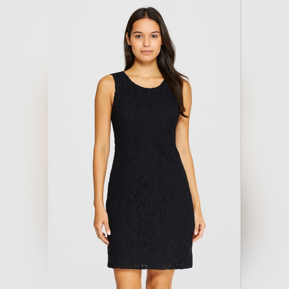 Boo Radley Black Sleeveless Floral Rose Lace Dress Small Cotton Blend